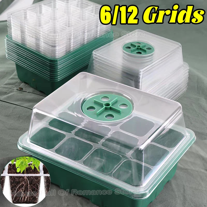 

Growing Starting Nursery Trays Seed Starter Kit with Adjustable Humidity Dome and Base Indoor Greenhouse Mini Propagator Seeds