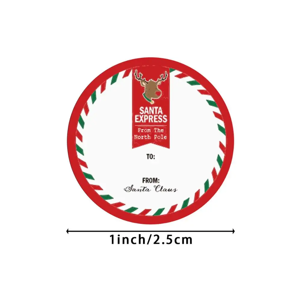 1inch Merry Christmas Stickers Christmas Tree Elk Candy Bag Sealing Sticker Christmas Gifts Box Label New Year 50-500pcs