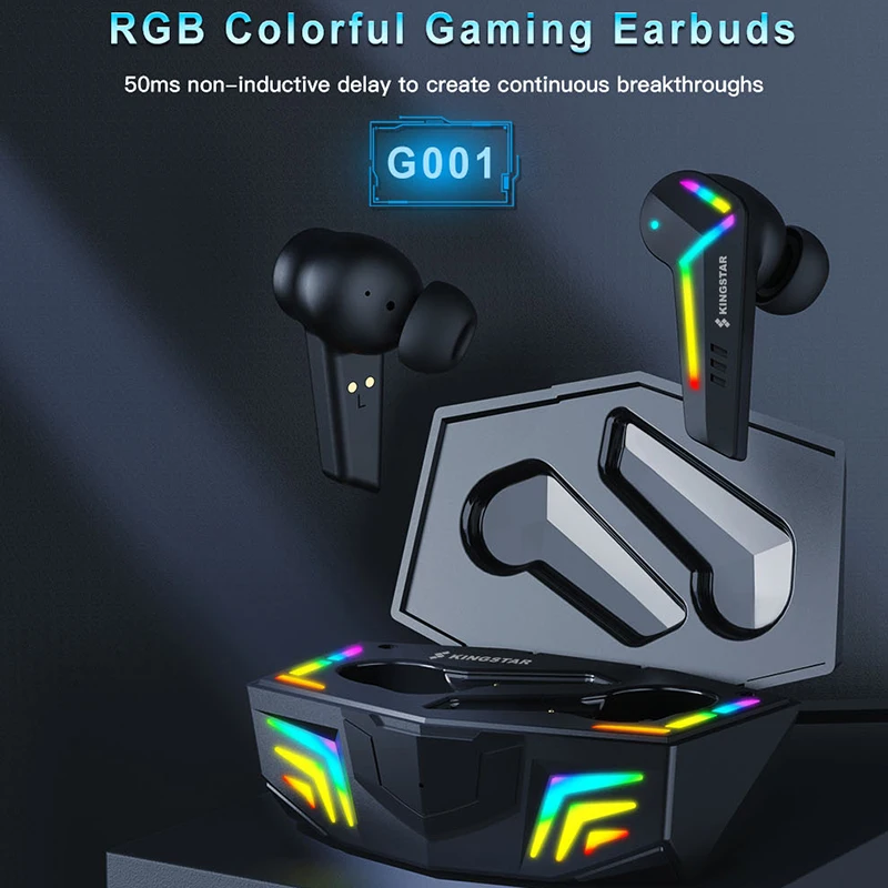 Bluetooth 5.0 Earphones Wireless In-Ear Gaming Kingstar Low Latency Esports Game Earphones RGB Light Emitting TWS