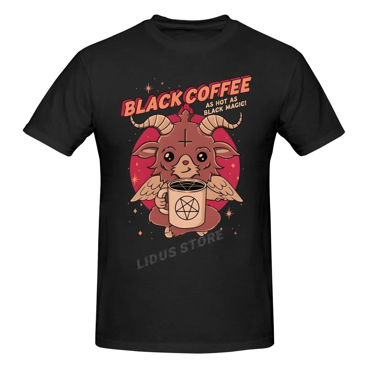 Man T Shirt Funny Baphomet Evil Satan Demon Tops Male Women Harajuku Cartoon GraphicTee Lucifer Goat Tshirt Short Sleeved Tees