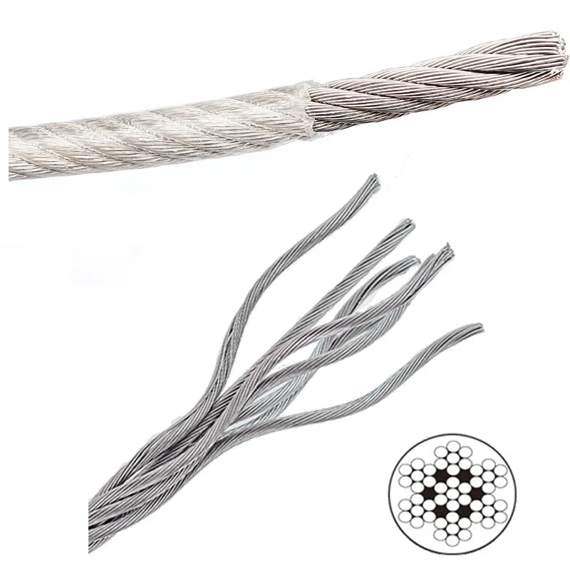 Diâmetro 0.3mm 0.5mm 1mm 1.2mm 1.5mm 2mm cabo de corda de fio de aço revestido de pvc varal de aço inoxidável à prova de ferrugem