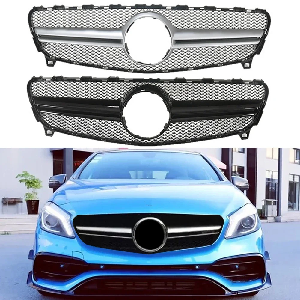 Front Bumper Racing Grill Billet Grille Cover For Mercedes-Benz W176 A-Class 2016-2018 AMG Style