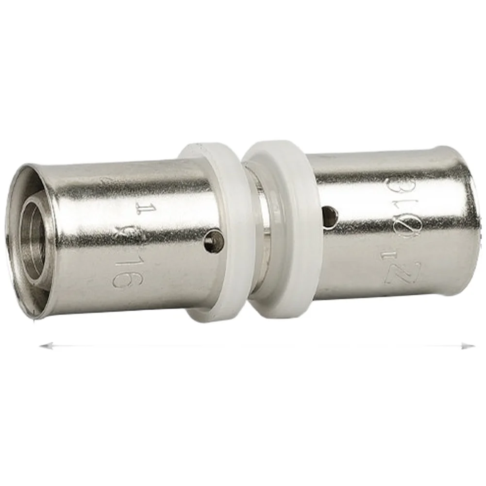 Brass Press Fitting For PEX Aluminum Pipe Underfloor Heating System Direct Connector With EPDM-O-Ring And Stainless Steel Sleeve