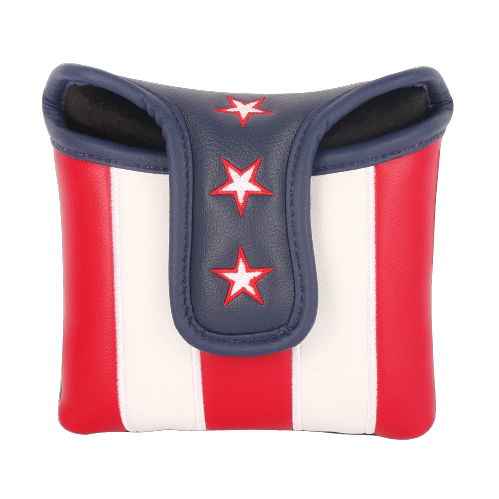 PU Leather Embroidery Golf Club Magnetic Closure Blade Squar Mallet Putter Covers