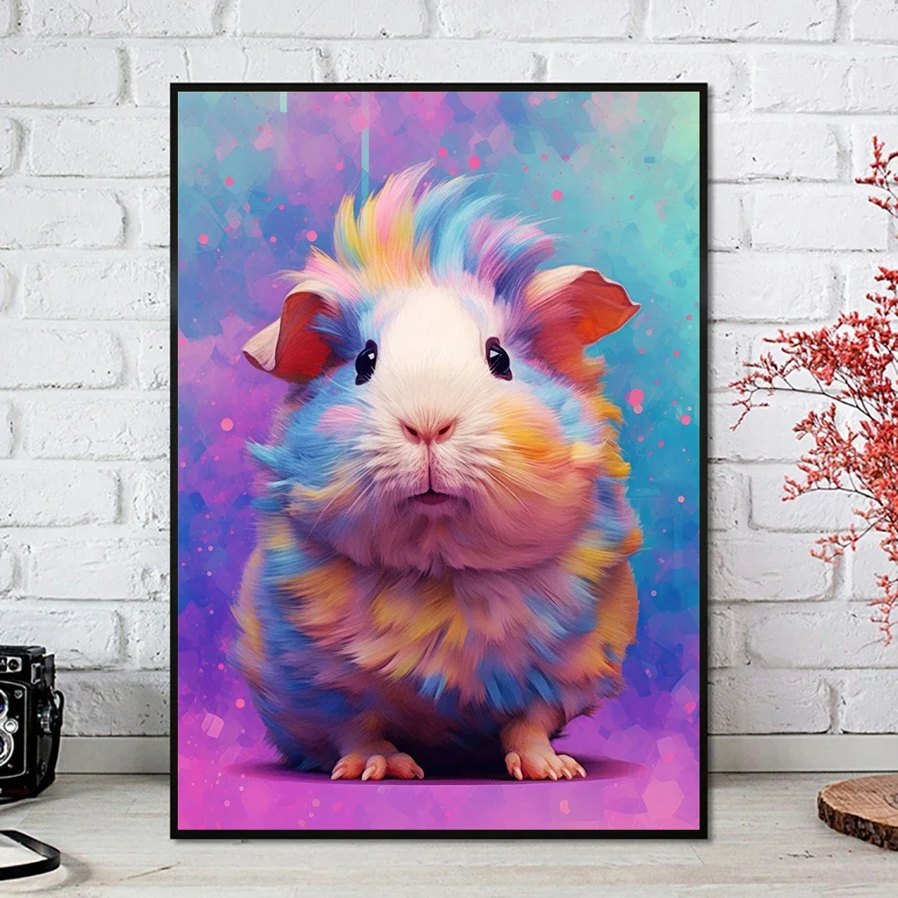 Abstract Colourful Cute Animal Guinea Pig Poster Print Modern Canvas Painting Wall Art for Living Room Home Decor Mural