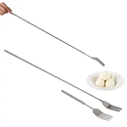 Retro Fork BBQ Telescopic Extendable Dinner Fruit Dessert Long Handle Fork Stainless Steel Cutlery Fork Tableware Bento Box