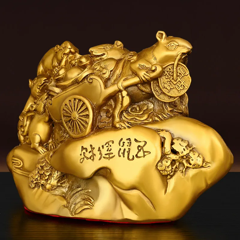 Brass Zodiac Rat Figurine The Fifth Rat of The Zodiac Bringing Wealth and Prosperity Home Office Desks Decor