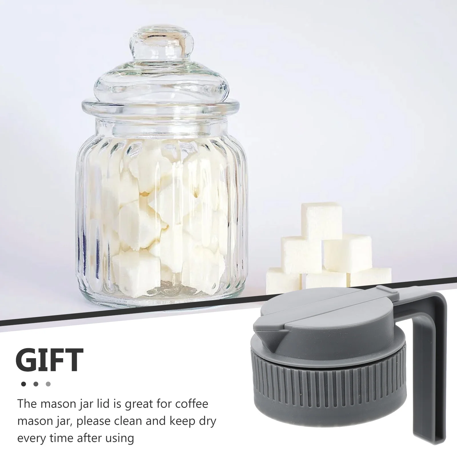 

1pcs Lid With Handle Leakproof Coffee Jar Cover Anti-Leak Storage Lid Protector Sealing Cap For Food Mason Jar