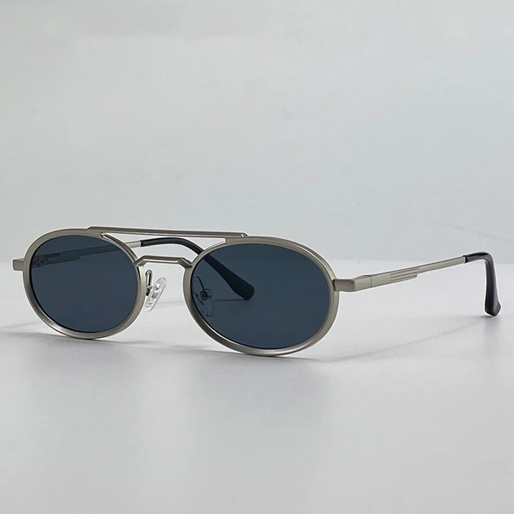 

Classic Small Steampunk Sunglasses Metal Frame Luxury Brand Punk Eyewear Oval Double Bridge Shades for Women