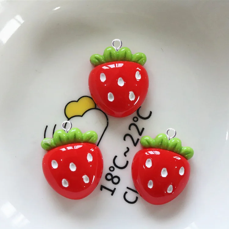 10pcs Cartoon Fruit Strawberry Peach Lemon Cherry Resin Charms Cute Carrot Flatback Pendants For Earring Bracelet Jewelry Making