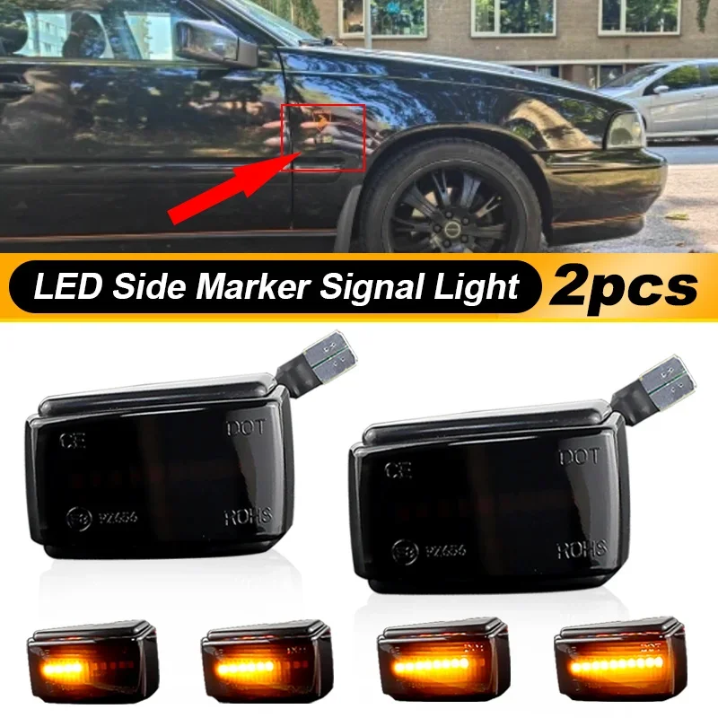 

2x LED Side Marker Blinker Turn Signal Light For Volvo V70 V40 S40 850 240 740 C70 940 S70 S90 960 760 780 OEM # 9178885 9190169