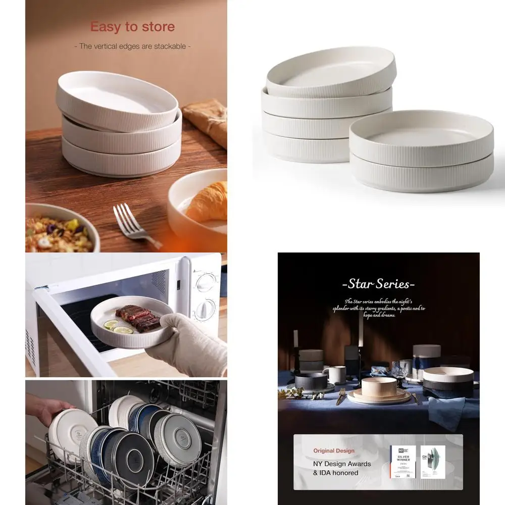 

Набор из 6 больших мисок для пасты, матовые белые салатники с полной глазурью