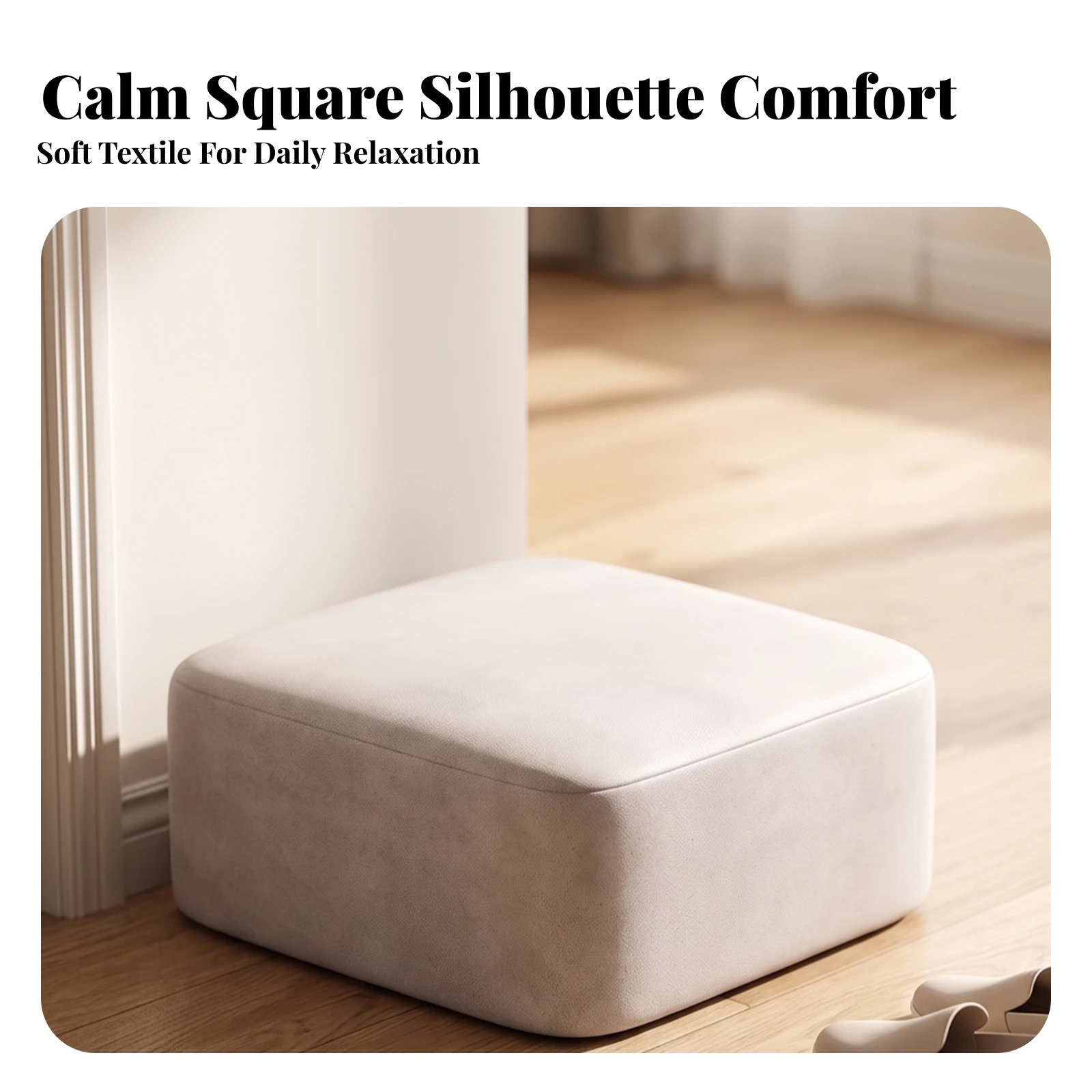Floor Stool Compact Padded Floor Cushion Upholstered Pouf Decorative Foot Rest Supportive for Living Room, Entryway