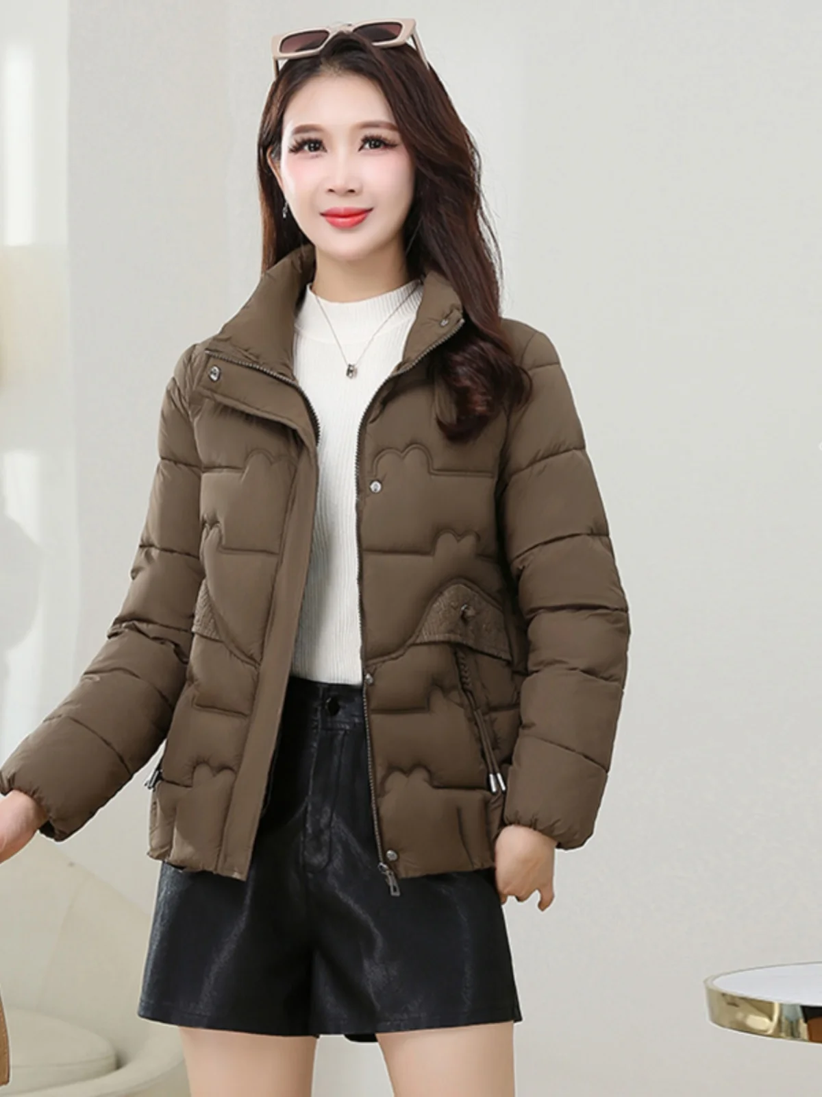 

Thiened ort Cotton Jaet for Middle-Aged And ly Women Korean Sle Winter Coat Mom Faionable Warm Hooded Coat