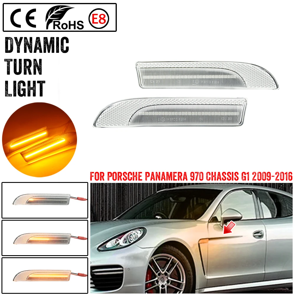 For Porsche 911 996 Boxster 986 GT3 GT2 Carrera 2Pcs Dynamic LED Side Marker Lights Turn Signal Blinker Indicator Lamps Canbus