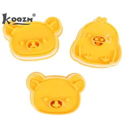 3Pcs/Set Cute Bear Sandwich Mold Bread Cake Biscuit Embossing Device Crust Cookie Cutter Baking Pastry Tools