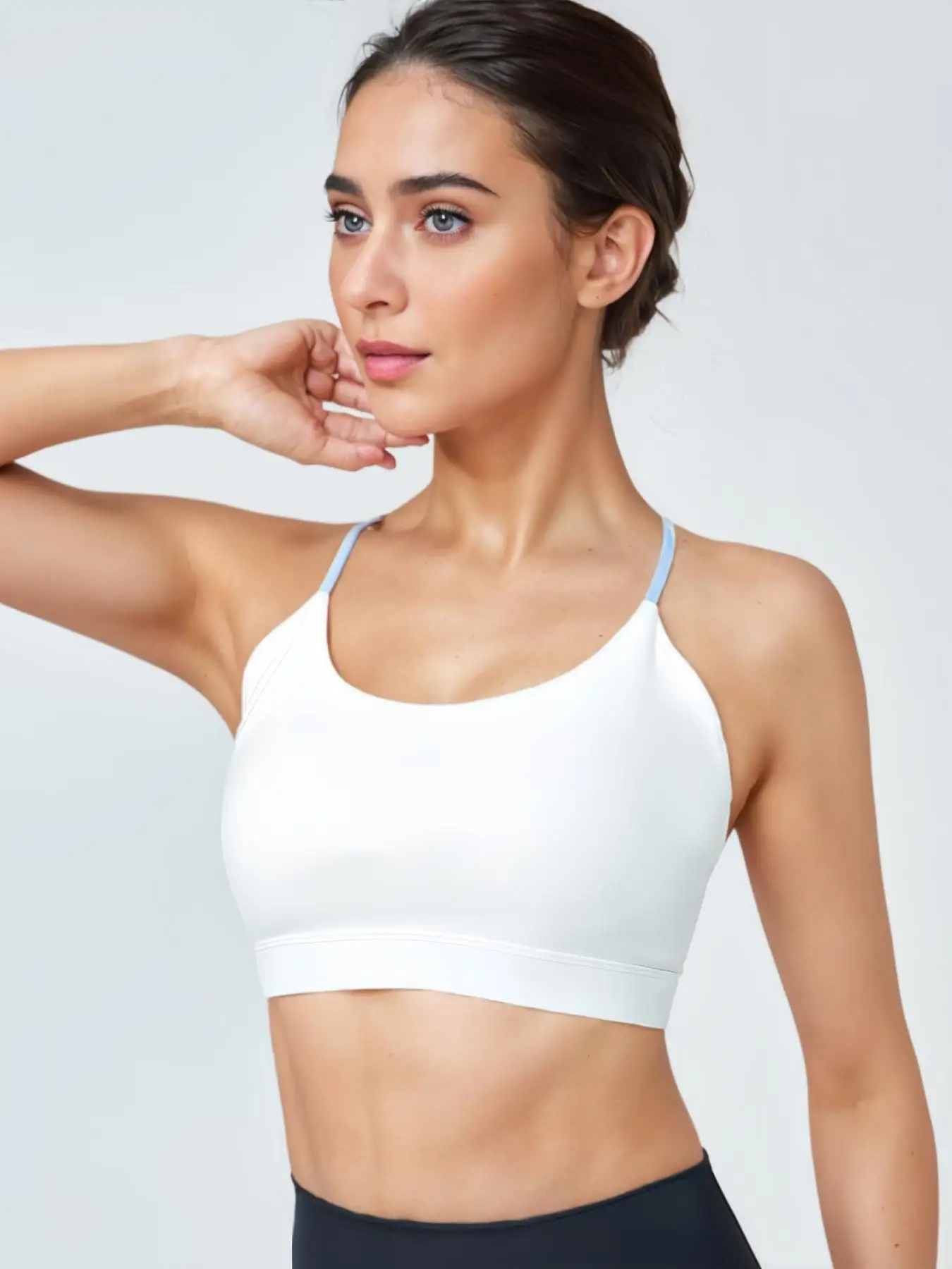 حمالة صدر رياضية مطبوعة مرقعة للنساء، قميص رياضي قصير كاجوال مريح وجيد التهوية لليوجا والتمارين الرياضية في صالة الألعاب الرياضية، ملابس رياضية للسيدات