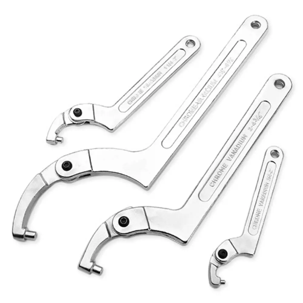 Adjustable Water Meter Wrench Hook Wrench C Spanner Half Moon Remove Cover 32mm  75mm For Slotted Retaining Rings