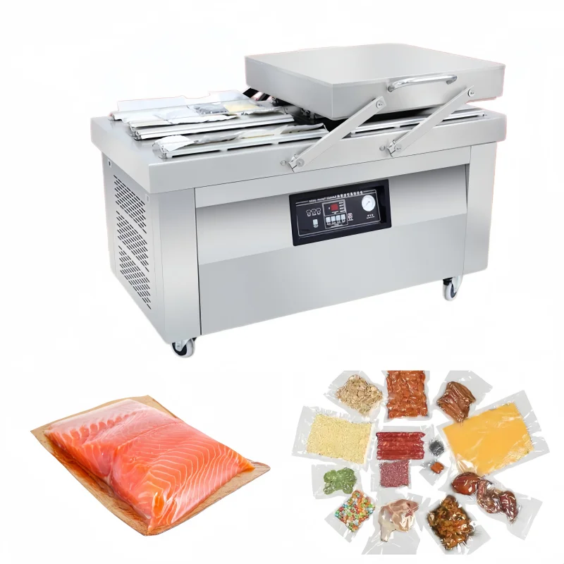 DZ-400 Automatic Double-Chamber Flat Vacuum Sealer Large Plastic Bag Packaging Food Storage Compression Sealer