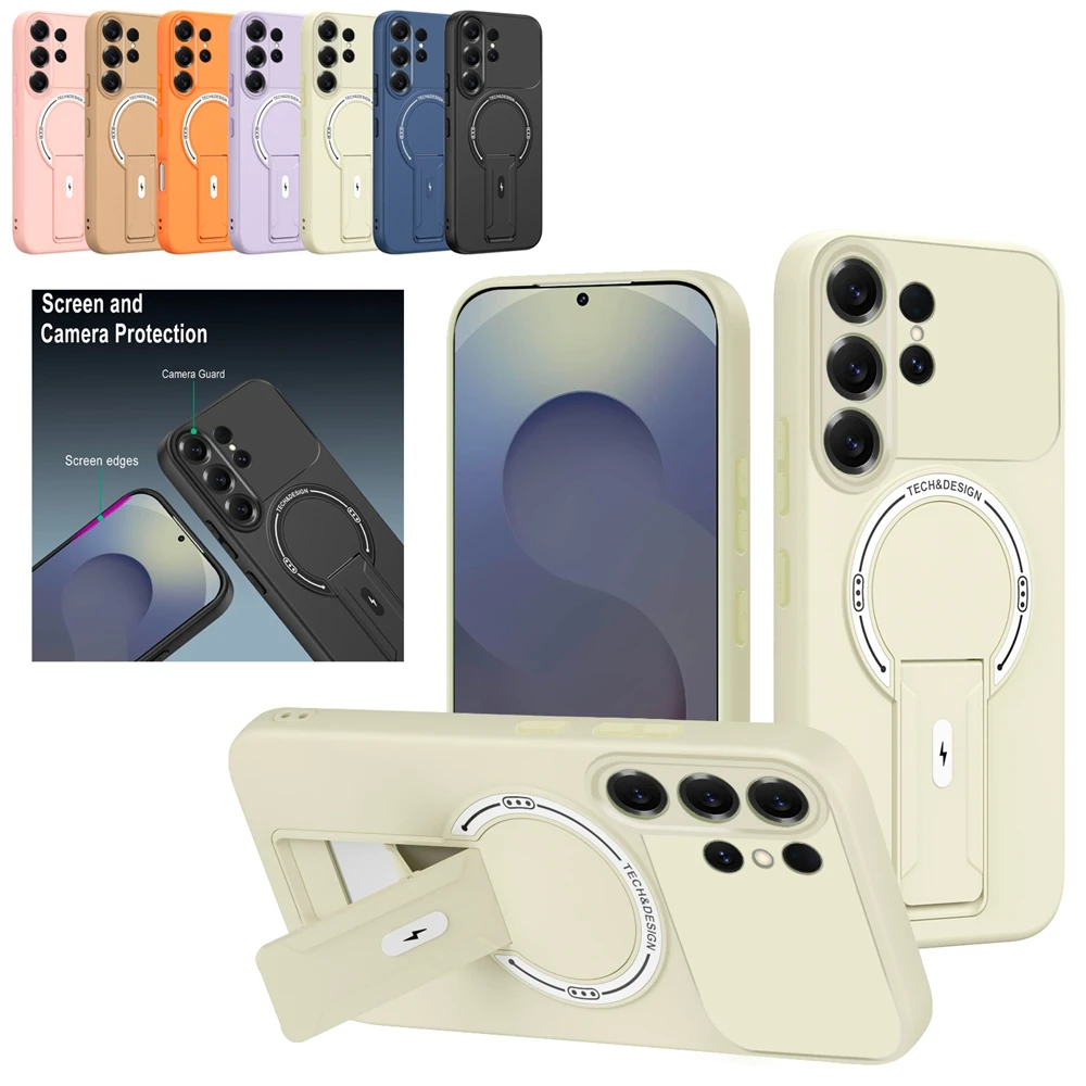 Kickstand Magnetic Phone Case For Samsung Galaxy S26 S25 Edge S24 S23 S22 Ultra Wireless Charing Armor Bracket for Magsafe Cover