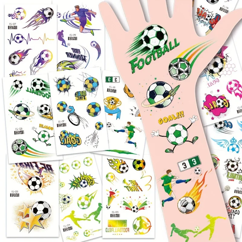 12Zhang Flash Football Football Ball Temporary Tattoo Sticker，Flash Football Party Surface Sticker，Football Fan Party