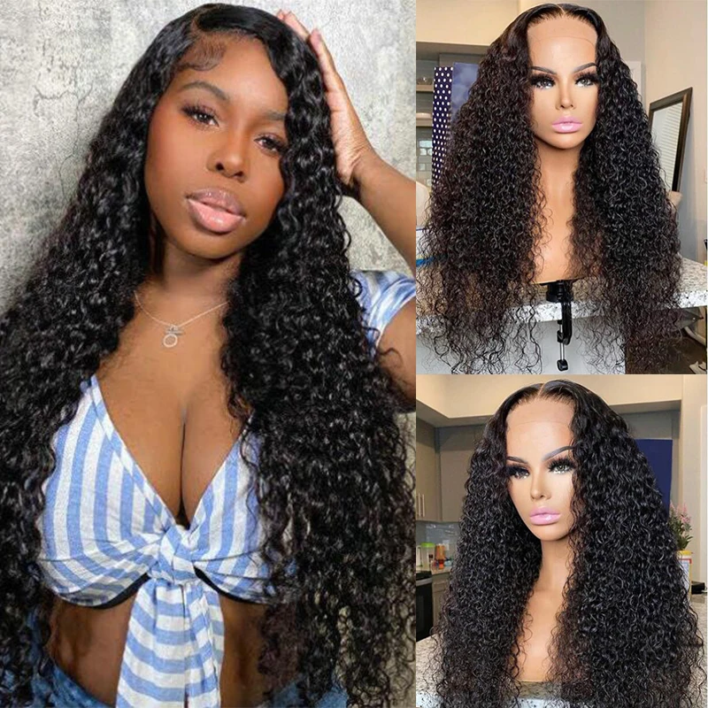 Soft  26InchNatural Black Long Kinky Curly Glueless 180% Density Deep Lace Front Wig For Women Babyhair Preplucked Daily Cosplay