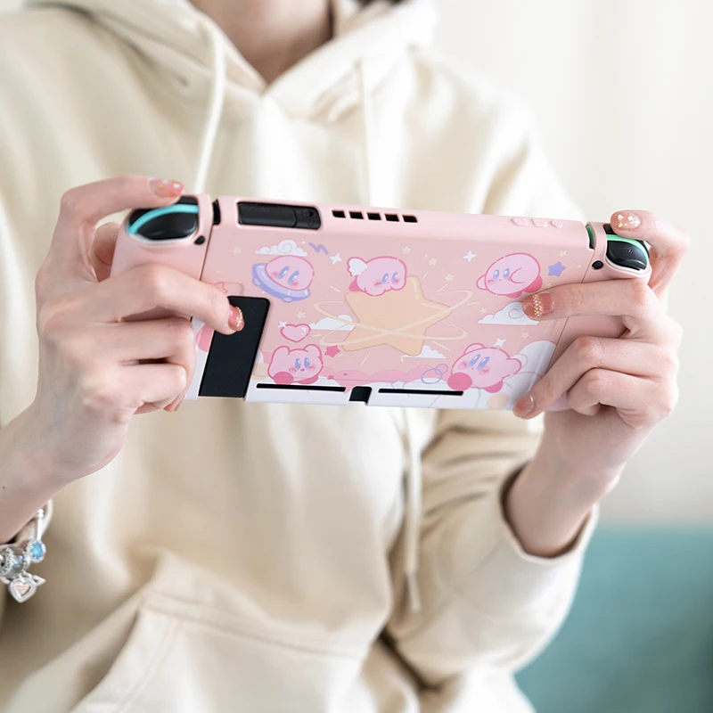 Pink Protective Shell For Nintendo Switch Oled Cute Cartoon Soft TPU Cover for Nintendo Switch Game Accessories Dockable Case