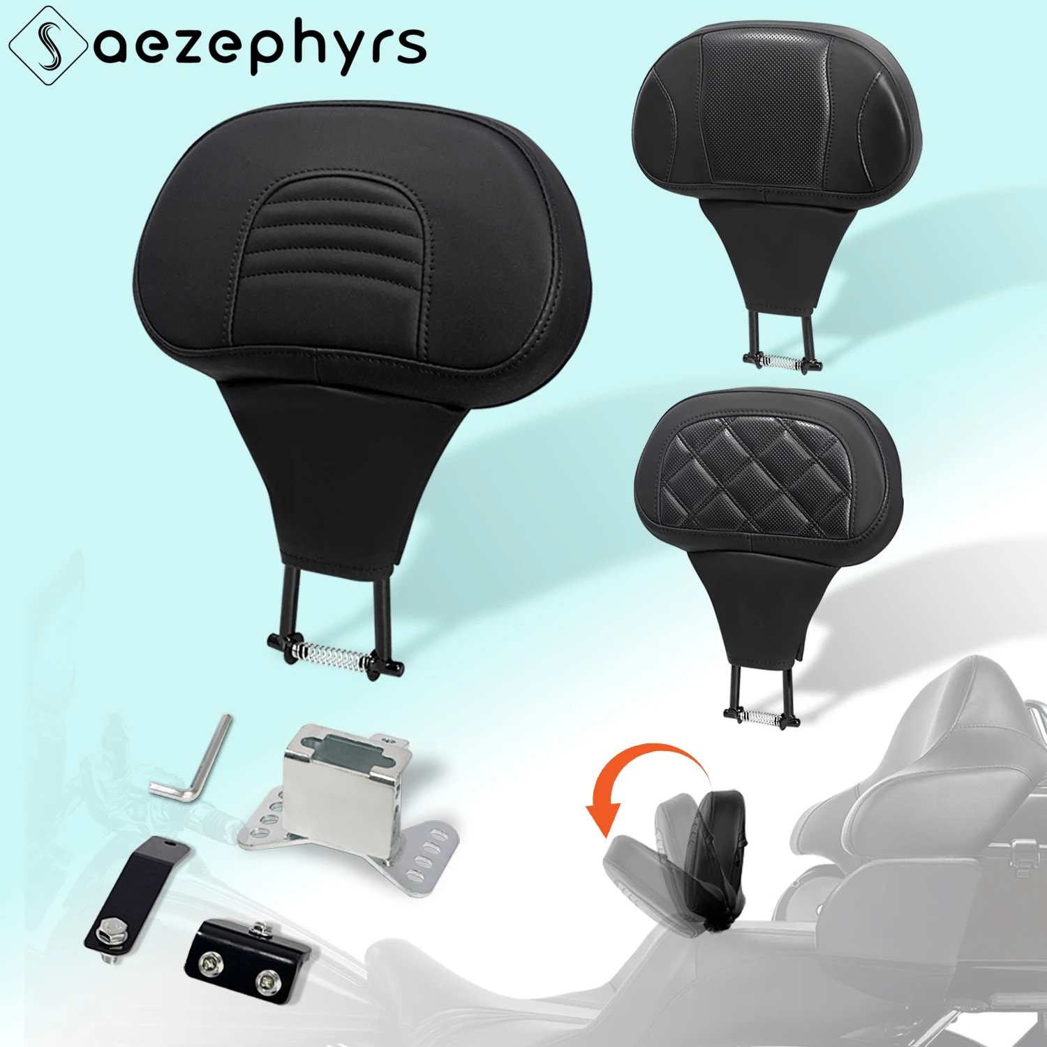 

Motorcycle Adjustable Plug In Driver Rider Seat Backres Mounting Kit For Harley Touring CVO Electra Street Glide Road King 09-25