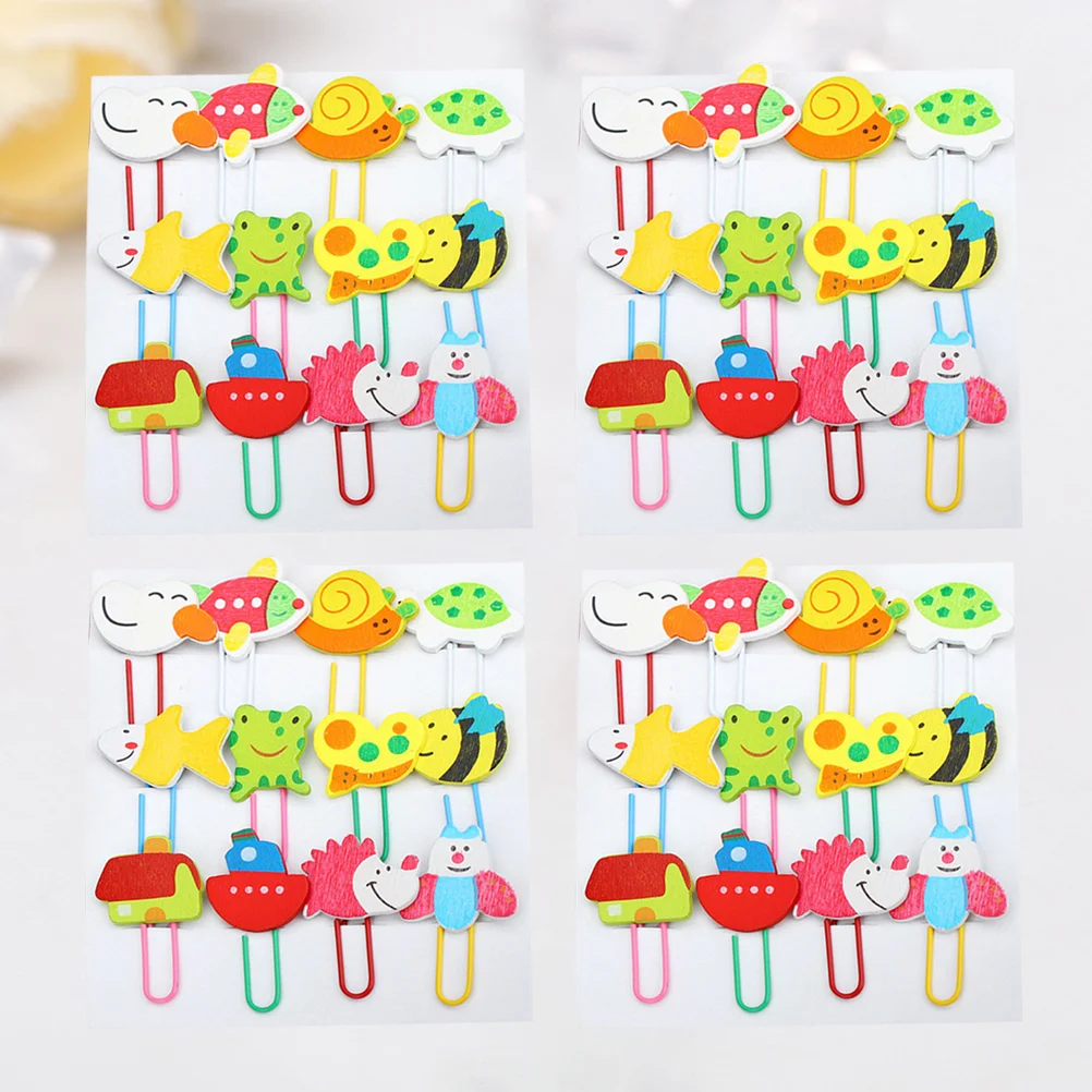 

4 Packages Cartoon Animal Paperclips Adorable Office Supplies Bookmark Firm Practical