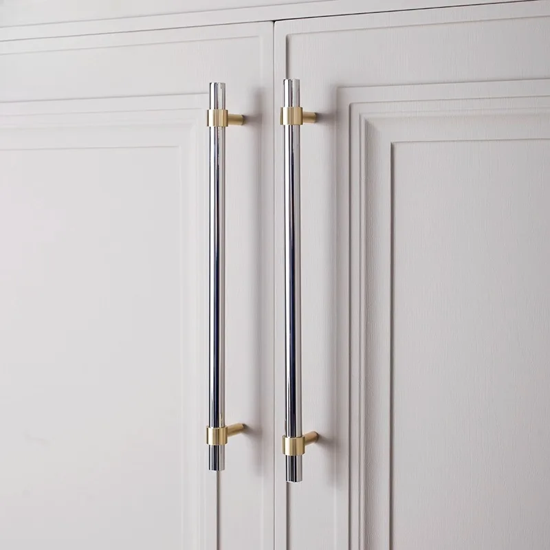 مقبض وأثاث نحاسي، مقبض مرآة مصقول على شكل حرف T، مقابض أجهزة للخزانة، درج سحب لغرفة النوم باللون الفضي