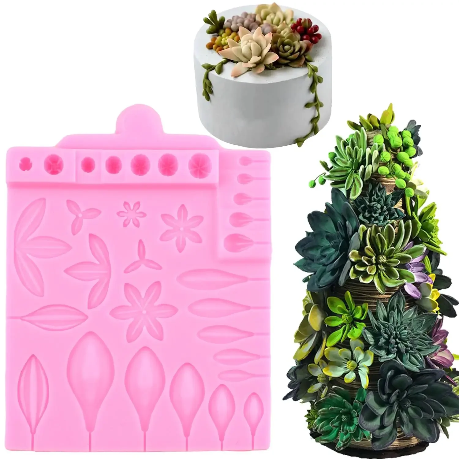 

Plants Succulent Stamens Silicone Mould Fondant Cake Topper Mould Candy Cupcake Decoration Chocolate Gumpaste Mould