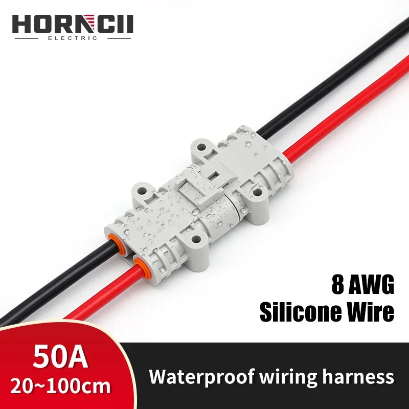 

50A Waterproof Wiring Harness Parking Air Conditioner Cable 600V 8AWG Silicone Wire With Outdoor Quick Anti-loose Connector