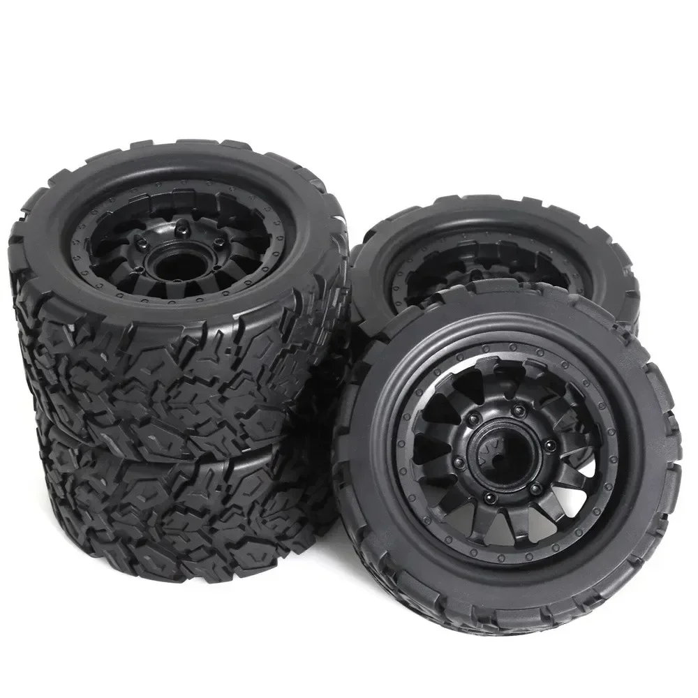 4 Uds 1:10 RC neumáticos universales para Tamiya HPI Kyosho Arrma 1/10 camiones accesorios de neumáticos RC coche adaptador de 12-14mm reemplazo de neumáticos de plástico