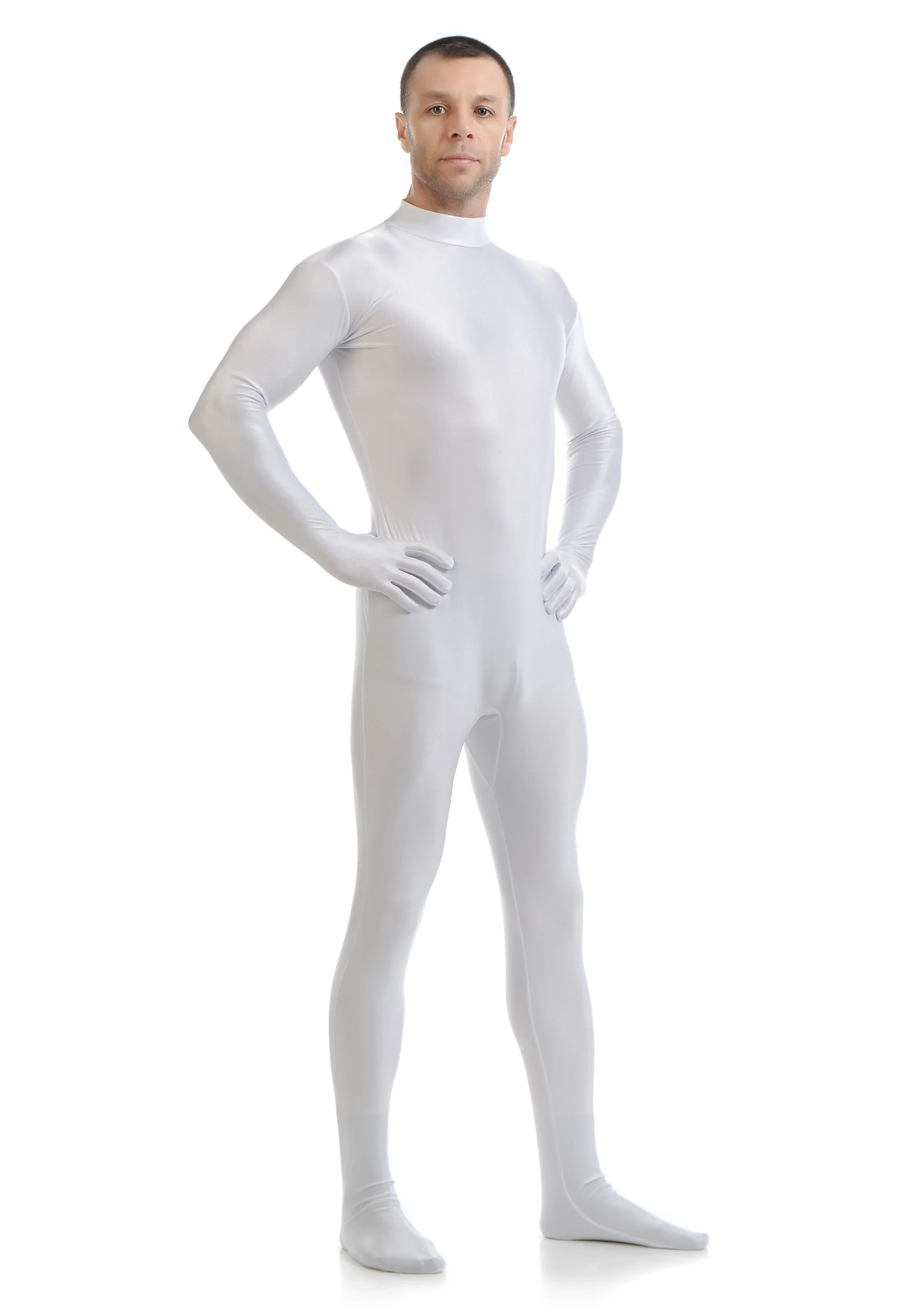 

White Spandex Zentai Full Body Skin Tight Jumpsuit Zentai Suit Bodysuit Costume for Women/Men Unitard Lycra Dancewear