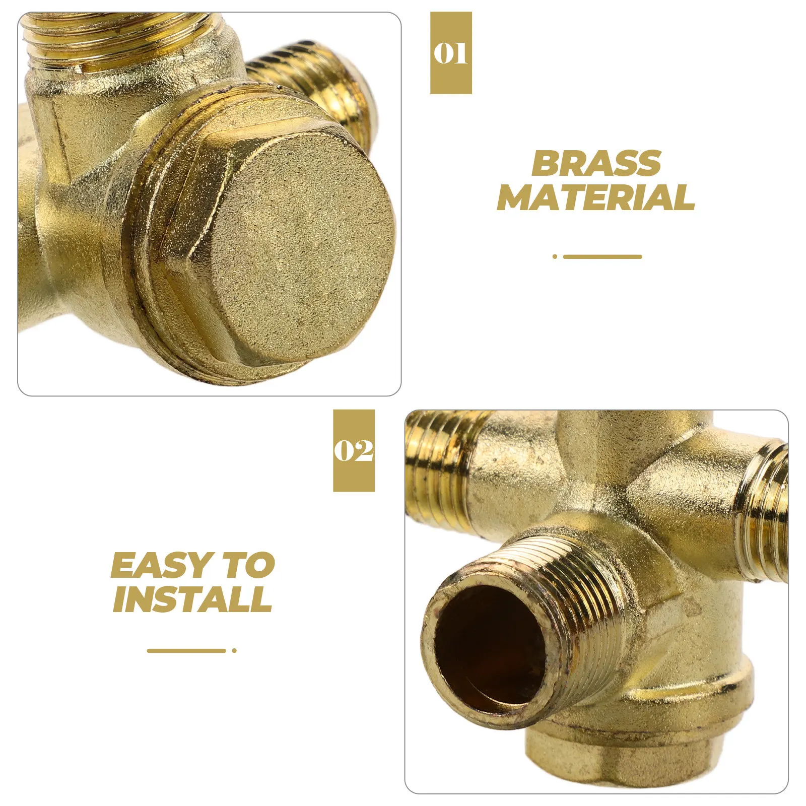 Air Compressor Check Valve 4-Way Threaded Non-Return Valve Replacement for Pressure Tank Piston Pump Pneumatic Joint Tool Sturdy