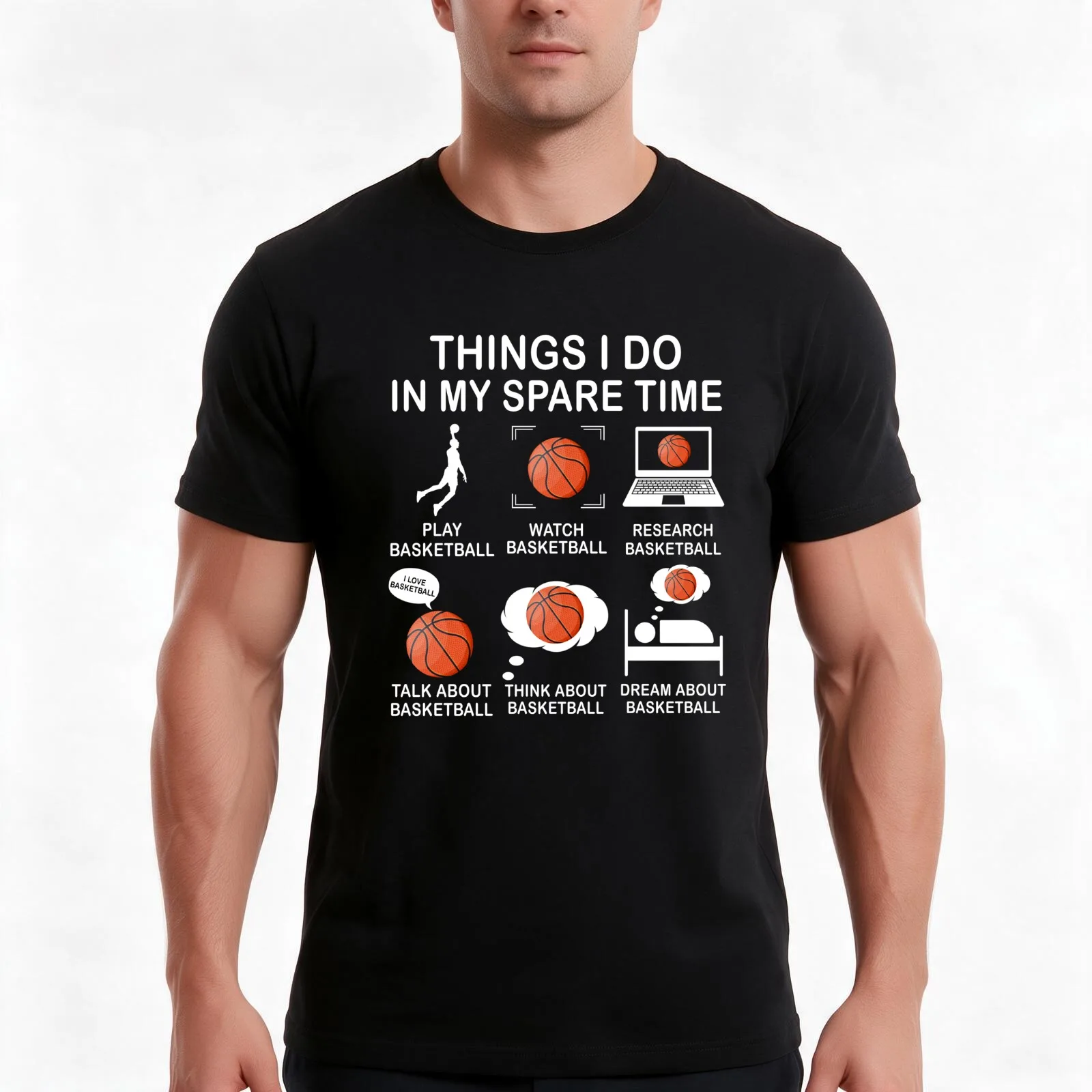 Cosas que hago en mi tiempo libre: camiseta divertida con motivos de baloncesto, un regalo ideal para los amantes del baloncesto, camiseta de algodón para el verano, 100 % algodón.