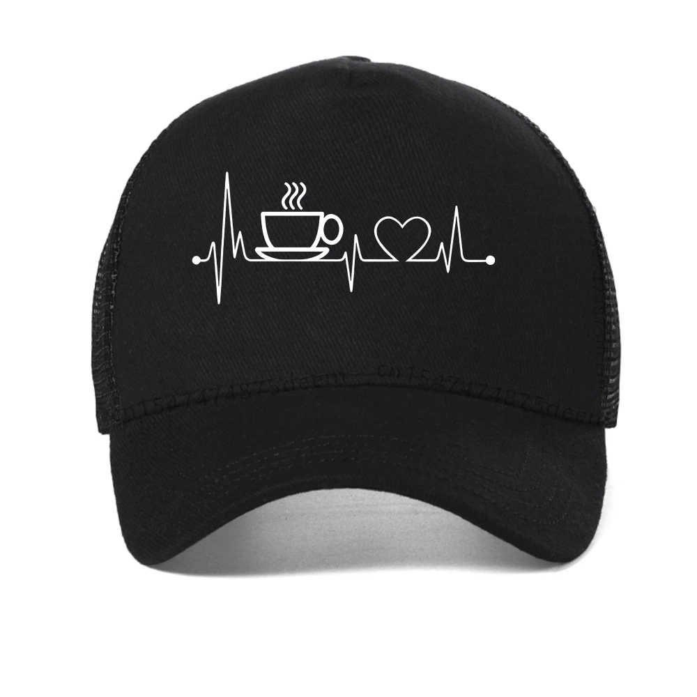 

Coffee and Heartbeat cap Men's Summer Fashionable Casual Breathable baseball caps outdoor adjustable mesh cool snapback hat