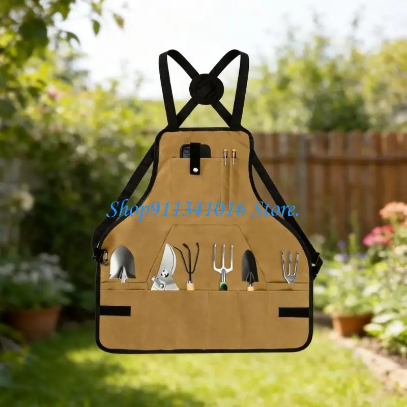  Canvas Apron with Large Pocket Work Apron for Grilling and Crafting Gardening