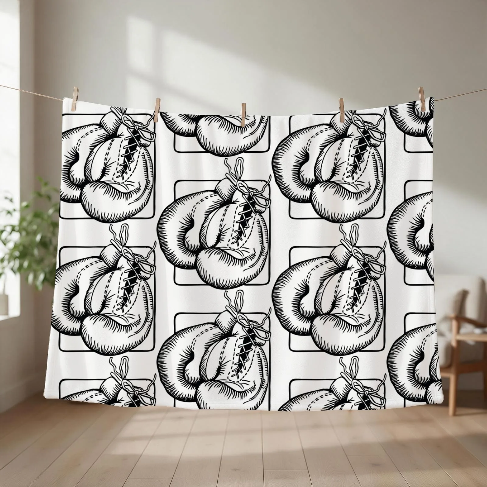 Boxing gloves Throw Blanket couch cozy soft plush fuzzy picnic outdoor blanket