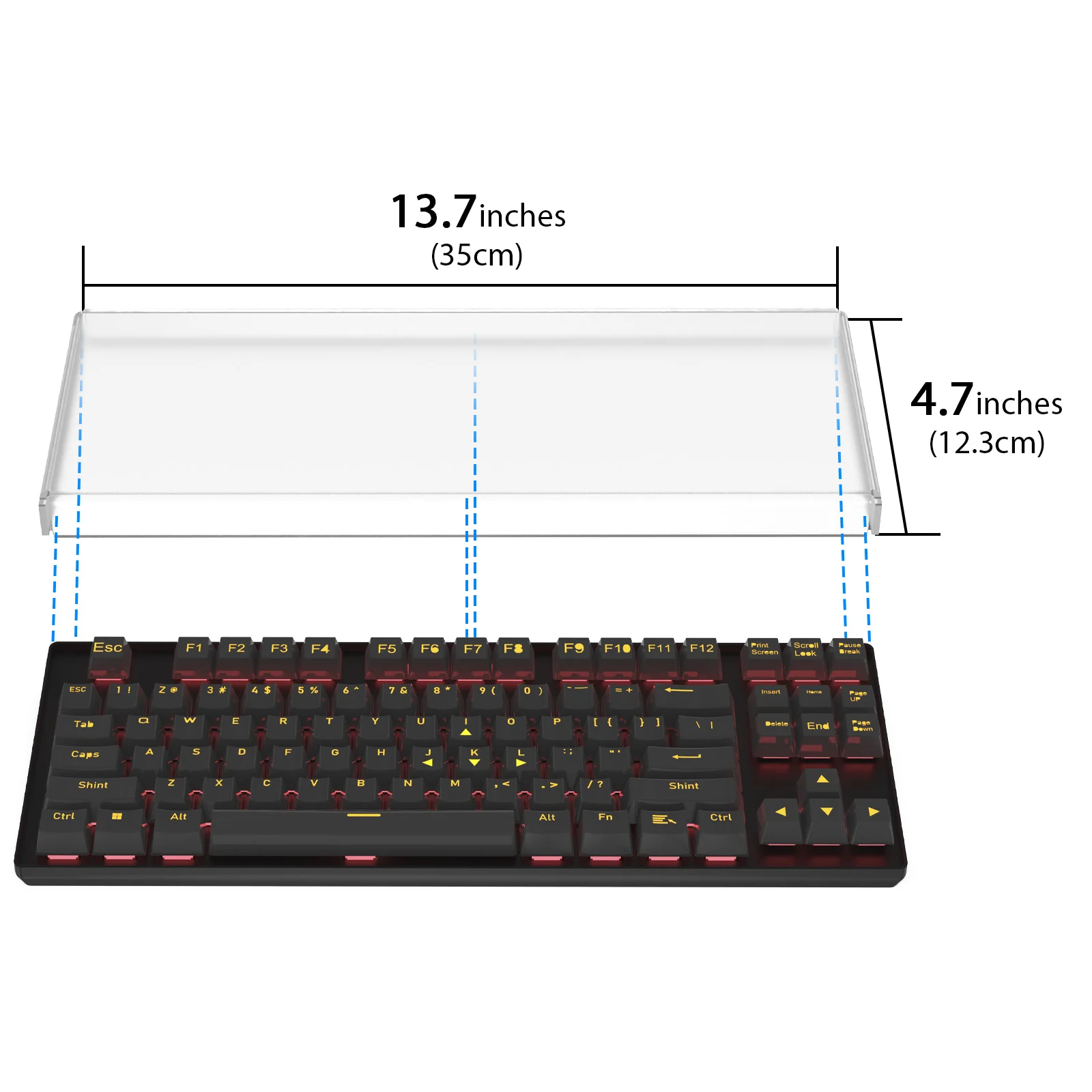 غطاء غبار لوحة المفاتيح Geekria Tenkeyless TKL، غطاء لوحات مفاتيح أكريليك بلوري لألعاب الكمبيوتر الميكانيكية المدمجة بنسبة 80%