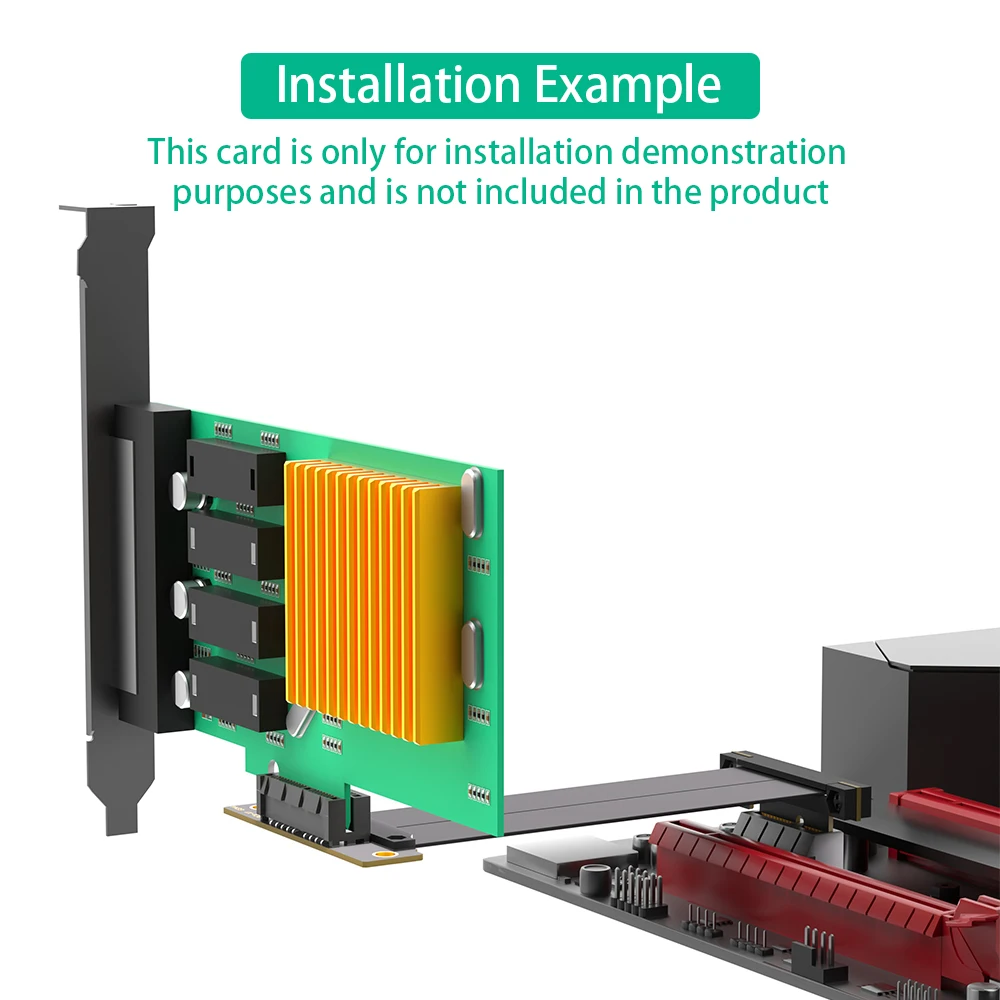 TISHRIC PCIE4.0 3,0 bis 1X/4X bis 4X Riser-Kabel PCIE X1 X4 Verlängerungskabel Dual 90 Grad rechtwinkliger Adapter Hochgeschwindigkeits-Extender – Detail 24