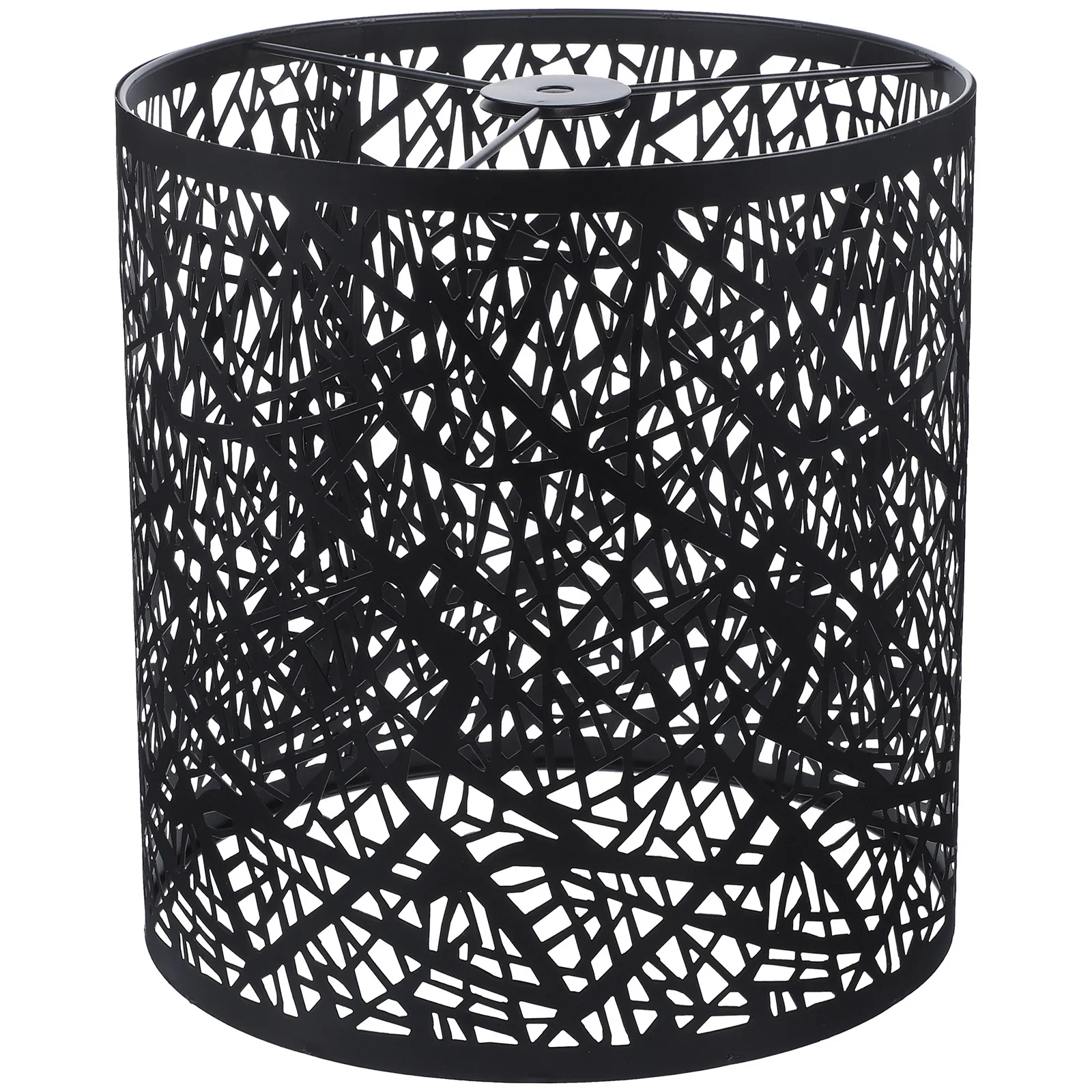 Modern Metal Lamp Shade with Hollow Wrought Iron Carving Pattern for Table Floor Desk Bedside Lamps Large Round Tree Grain
