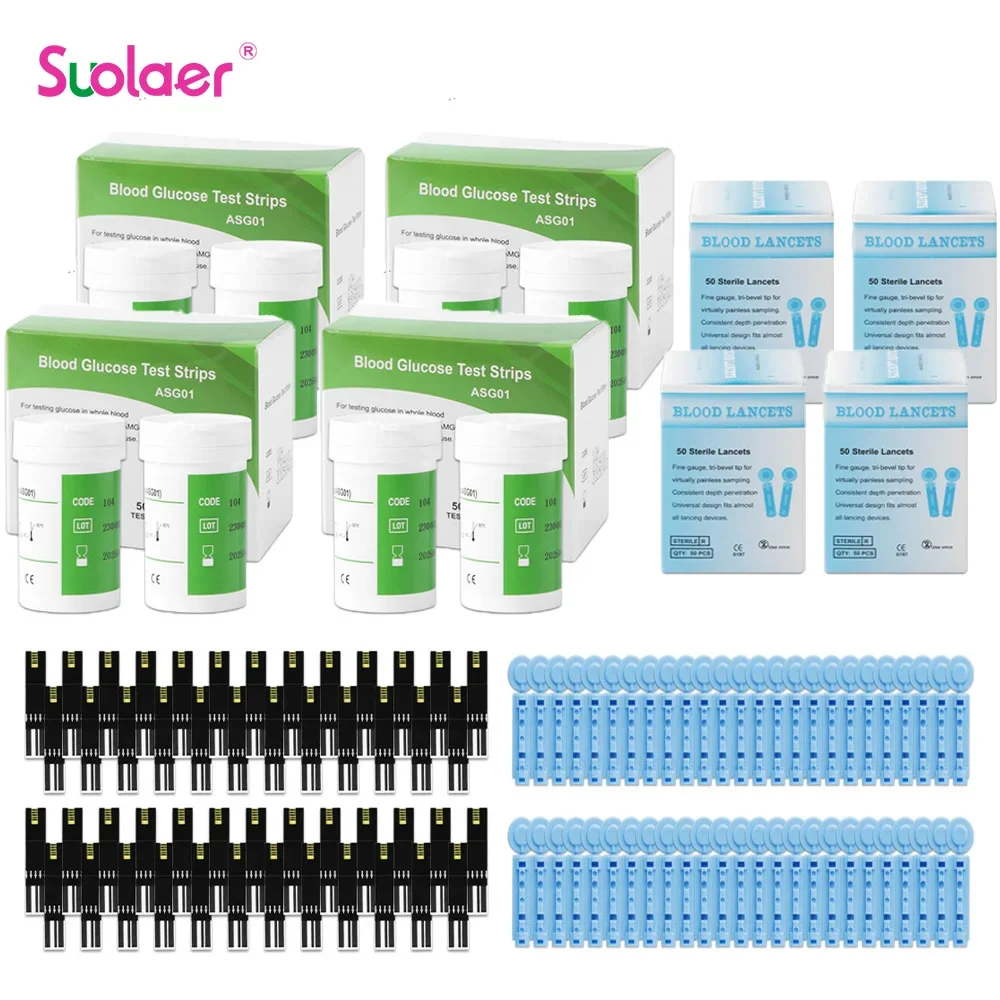 200/150/100/50pcs Diabetic Test Strips and Lancets for Blood Sugar Monitor Glucometer Diabetes Glucose Meter Medical Accessories