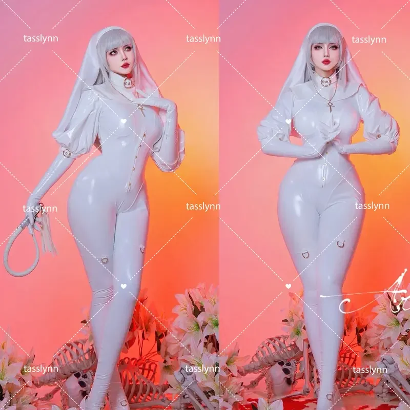 Sexy chowbie sweet black white nun cosplay costumes uniform hot anime cosplay sexy girls Dark Reign Charlotte cosplay costume