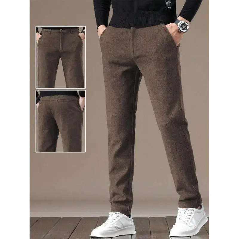 

Men's Woolen Casual Pants Loose Fit Winter Season Non-Stretch Fabric Large Size Fashion Comfortable Breathable Loose Style
