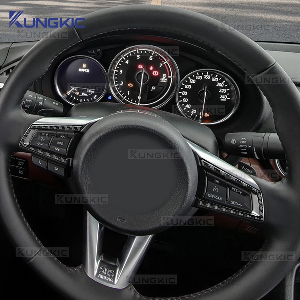 ملصق زر عجلة قيادة السيارة من ألياف الكربون الناعمة لسيارة Mazda MX-5 MX5 Miata Roadster ND ND2 MK4 2015-2025/Fiat 124 2016-2020
