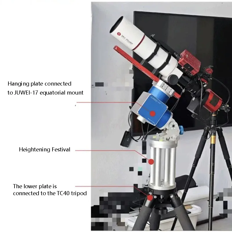 Astronomical Telescope Equatorial Mount Heightening Section Adapter Plate Rising Section TC40 Extension Column