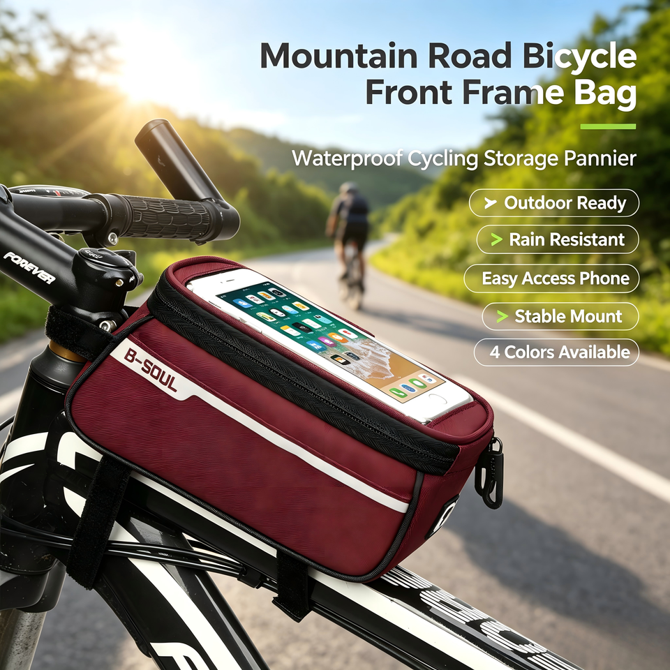  Waterproof Bike Handlebar Bag Top Tube Mountain Road Bicycle Front Frame Bag Saddle Pannier Cycling Equipment Gear 4-Colors