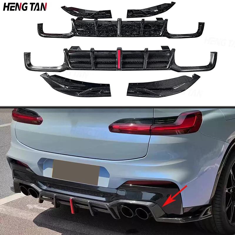 Carbon Fiber With lights Car Rear Bumper Lip Diffuser Spoiler Parts For BMW X3M F97 X4M F98 2022+ Upgrade Body kit