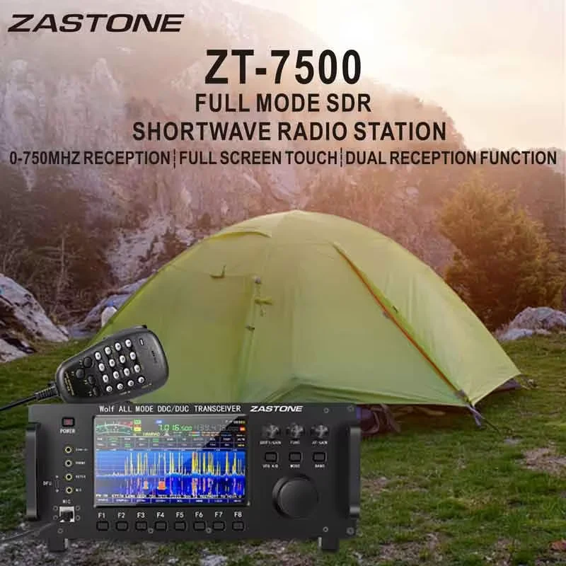 Transceptor de onda corta ZT7500 SDR Wolf HF LF VHF UHF DDC DUC todos los modos CB Radio 100W 0-750MHZ recibir pantalla táctil